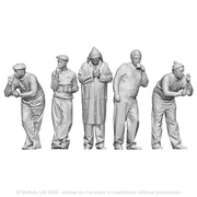 A pack of 5 fishing crew at rest