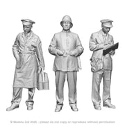 A figure pack containing a milkman, a policeman at ease and a postman