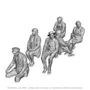 A set of 6 figures including a driver and 5 passengers designed for the AEC railcar