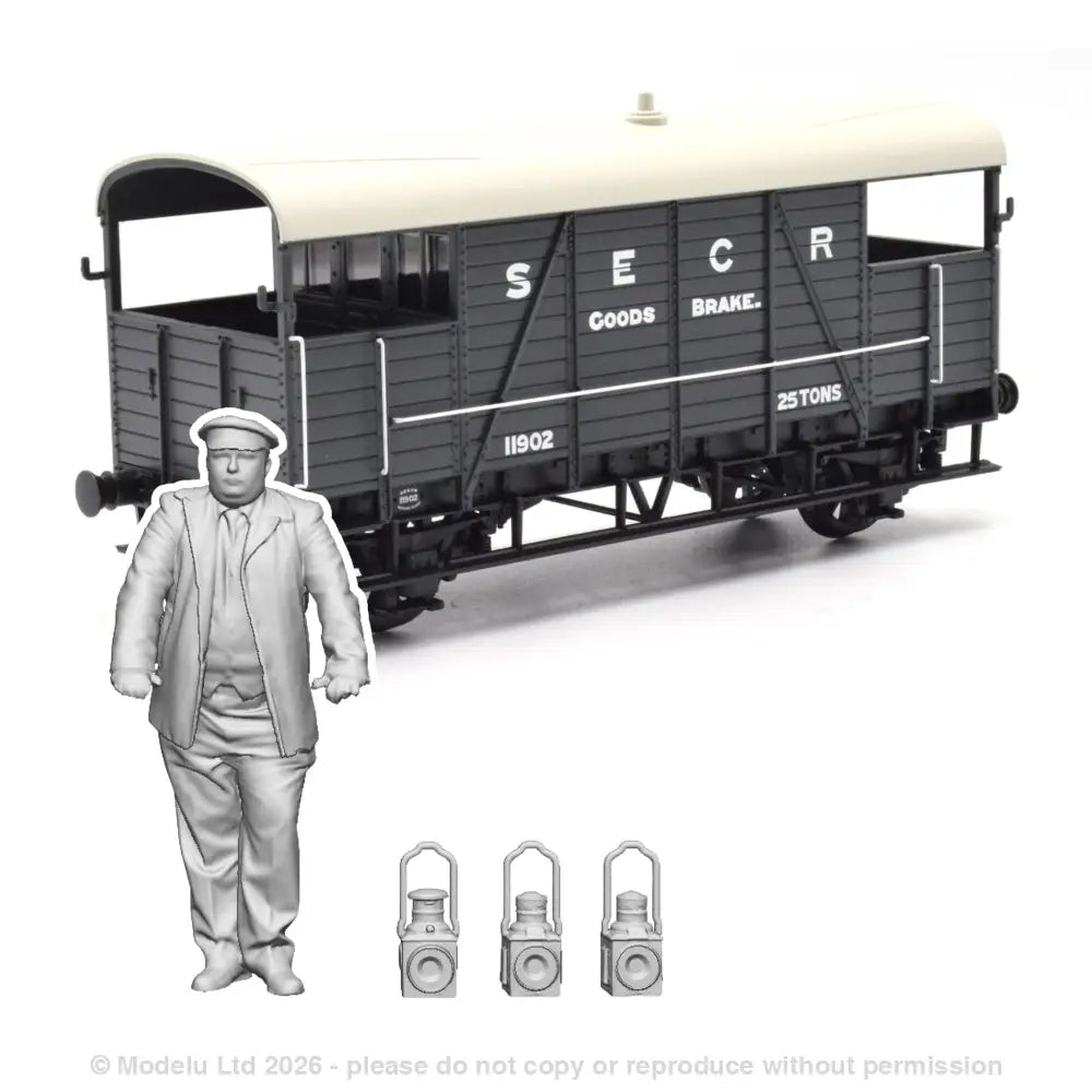 OO 11401 SECR Dance Hall Brake Van and Lamps Pack OO 1x Figure Pack and Details